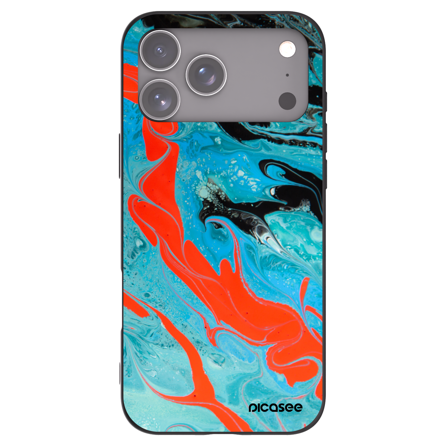 Picasee silikonový černý obal pro Apple iPhone 17 Pro Max - Blue Magma