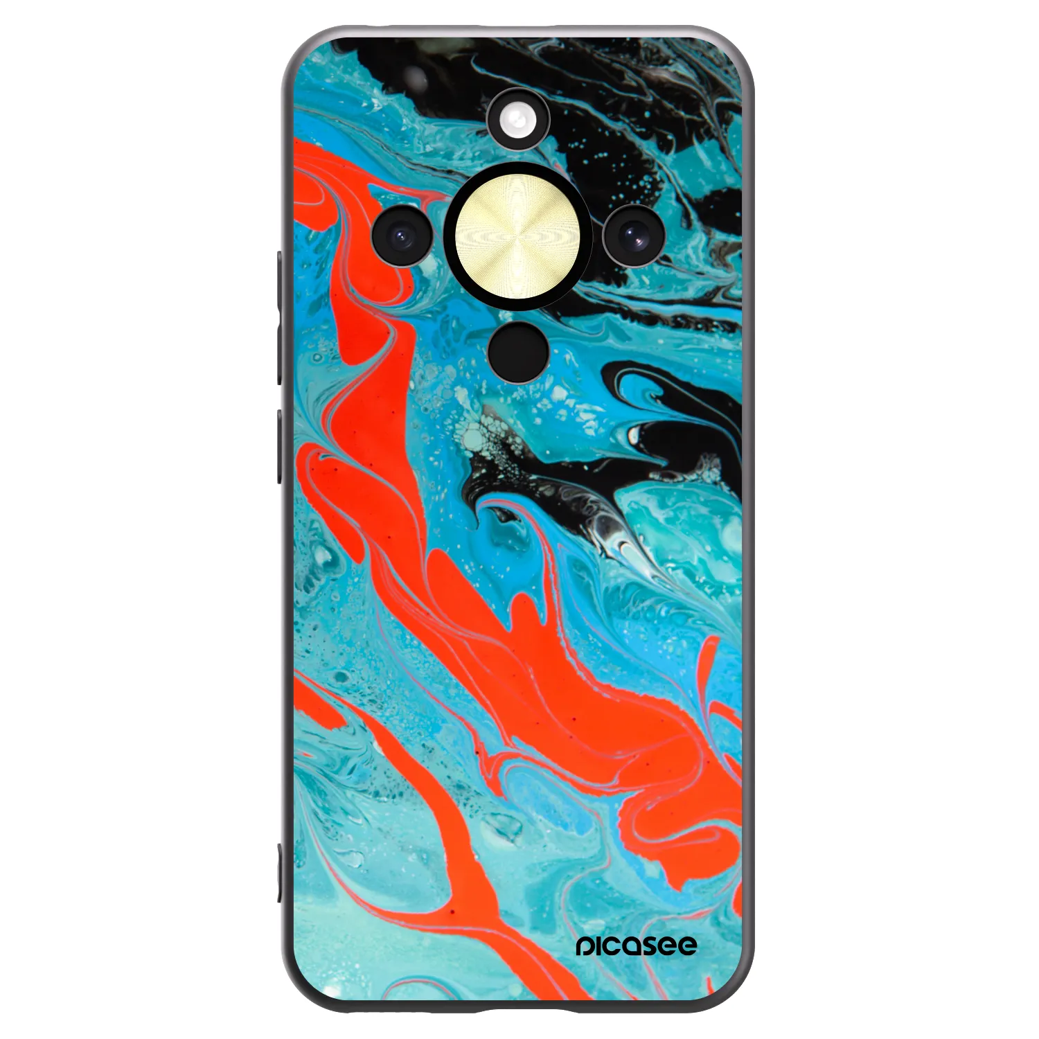 Picasee silikonový černý obal pro Honor Magic8 Lite 5G - Blue Magma