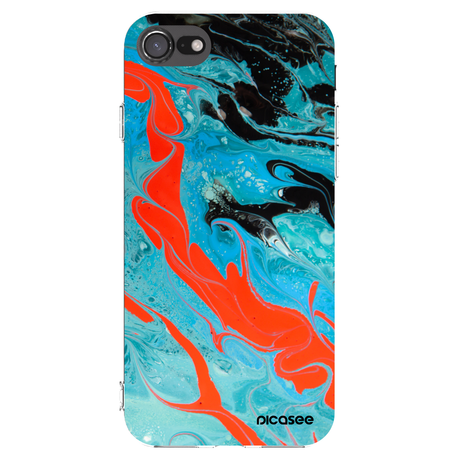 Picasee silikonový průhledný obal pro Apple iPhone SE 2020 - Blue Magma