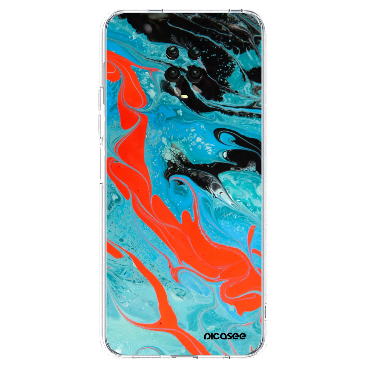 Picasee silikonový průhledný obal pro Xiaomi Redmi Note 9 Pro - Blue Magma