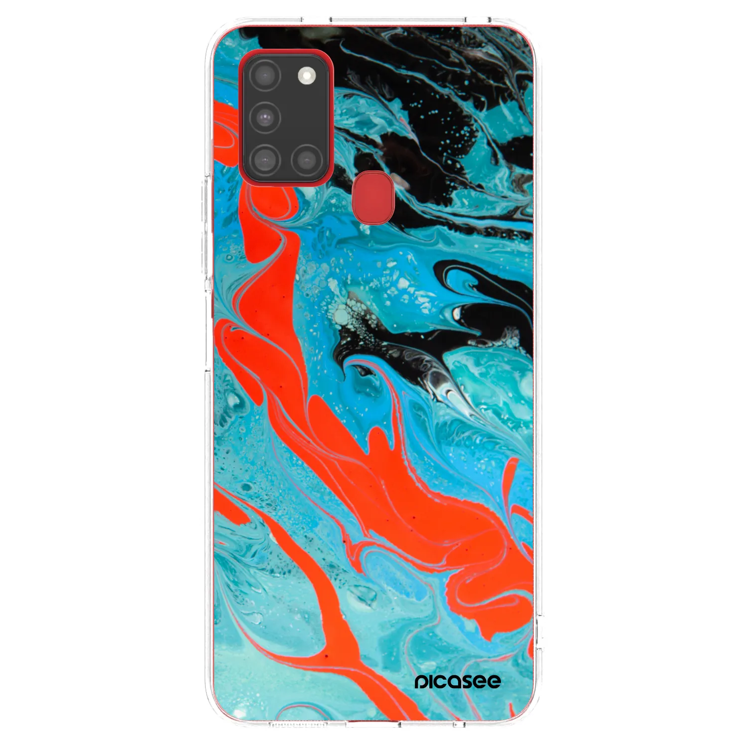 Picasee silikonový průhledný obal pro Samsung Galaxy A21s - Blue Magma