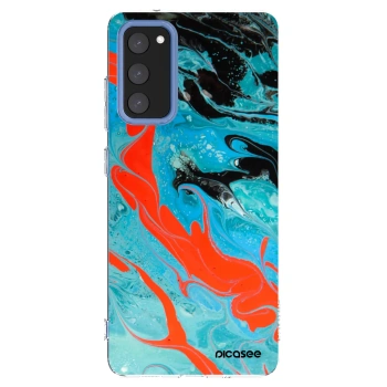 Picasee silikonový průhledný obal pro Samsung Galaxy S20 FE - Blue Magma