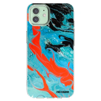 Picasee silikonový průhledný obal pro Apple iPhone 12 - Blue Magma