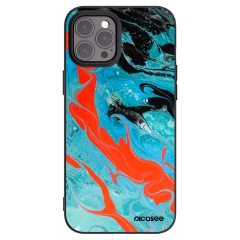 Picasee silikonový černý obal pro Apple iPhone 12 Pro Max - Blue Magma