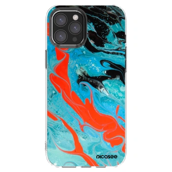 Picasee silikonový průhledný obal pro Apple iPhone 12 Pro Max - Blue Magma