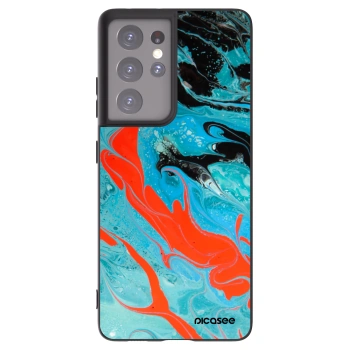 Picasee silikonový černý obal pro Samsung Galaxy S21 Ultra 5G G998B - Blue Magma