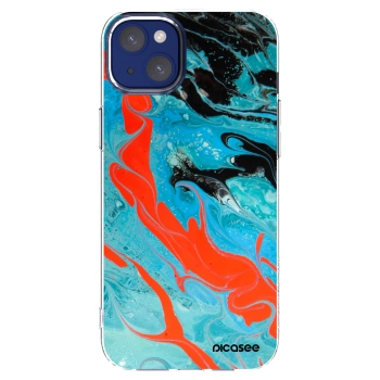 Picasee silikonový průhledný obal pro Apple iPhone 14 Plus - Blue Magma