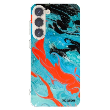 Picasee silikonový průhledný obal pro Samsung Galaxy S23+ 5G - Blue Magma