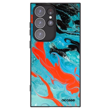 Picasee silikonový černý obal pro Samsung Galaxy S23 Ultra 5G - Blue Magma