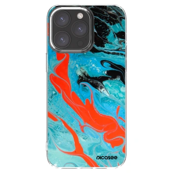 Picasee silikonový průhledný obal pro Apple iPhone 15 Pro Max - Blue Magma