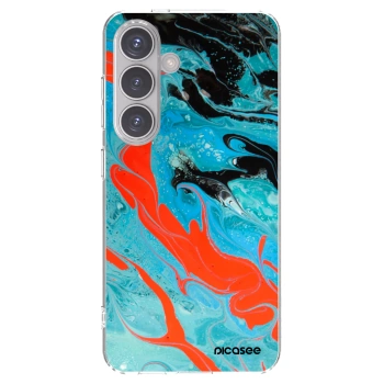 Picasee silikonový průhledný obal pro Samsung Galaxy S24 S921B 5G - Blue Magma