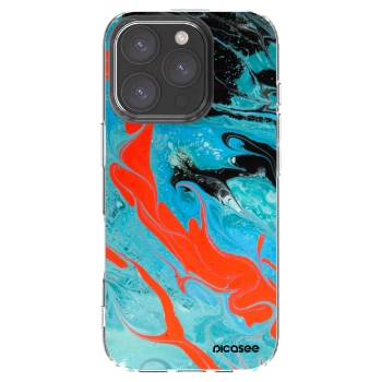 Picasee silikonový průhledný obal pro Apple iPhone 16 Pro - Blue Magma