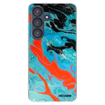 Picasee silikonový průhledný obal pro Samsung Galaxy S25 5G - Blue Magma