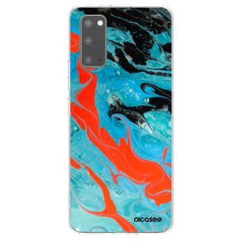 Picasee silikonový průhledný obal pro Samsung Galaxy S20 G980F - Blue Magma