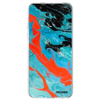 Picasee silikonový průhledný obal pro Xiaomi Redmi Note 9 Pro - Blue Magma