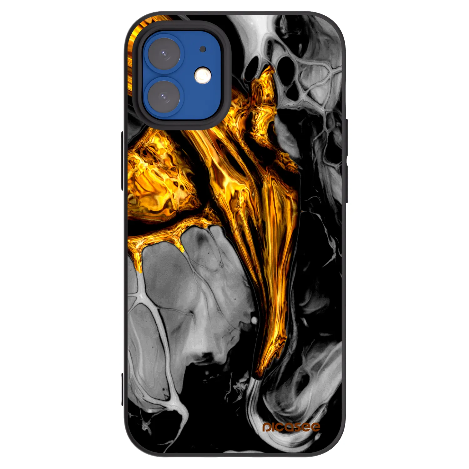 Picasee silikonový černý obal pro Apple iPhone 12 mini - Black Gold