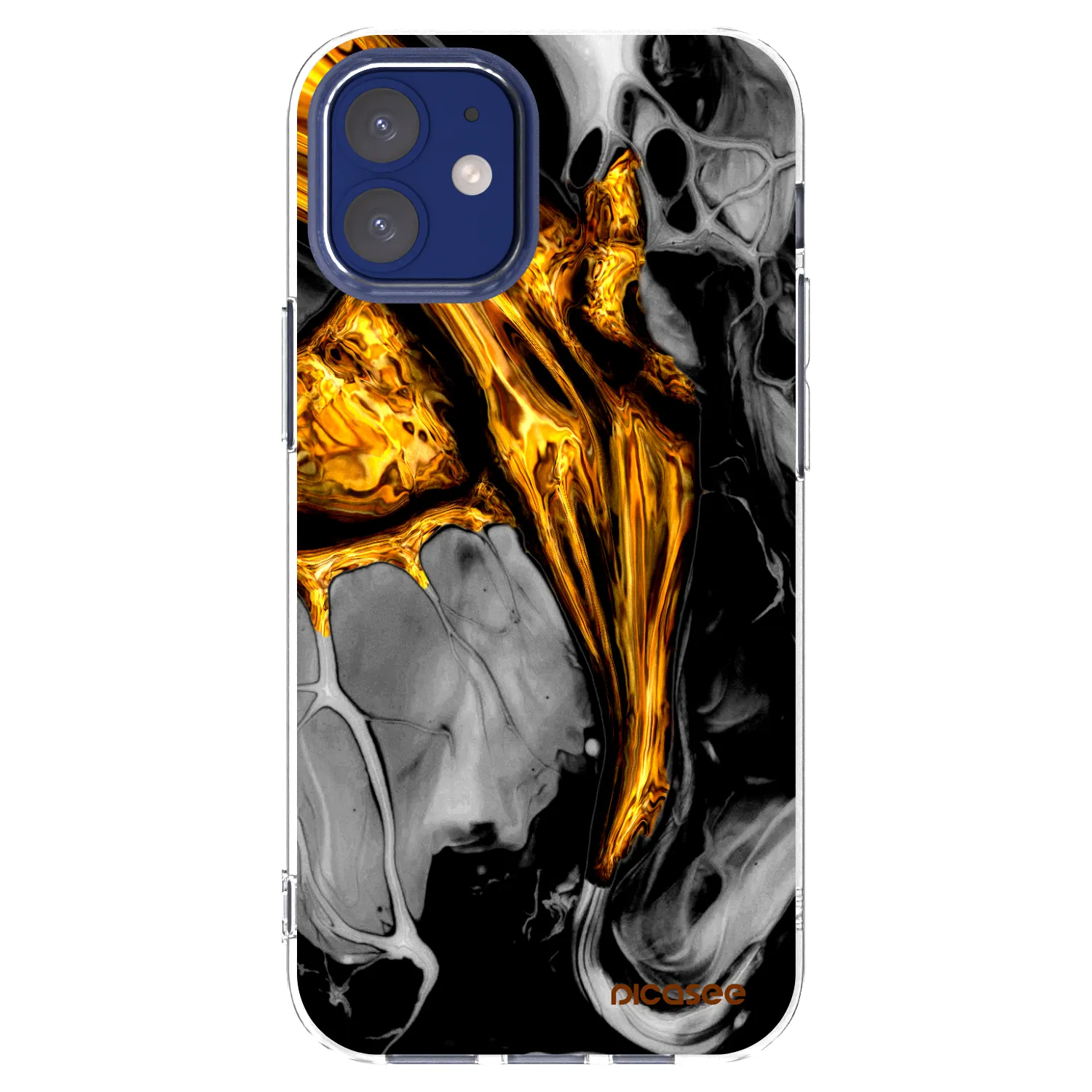 Picasee silikonový průhledný obal pro Apple iPhone 12 mini - Black Gold