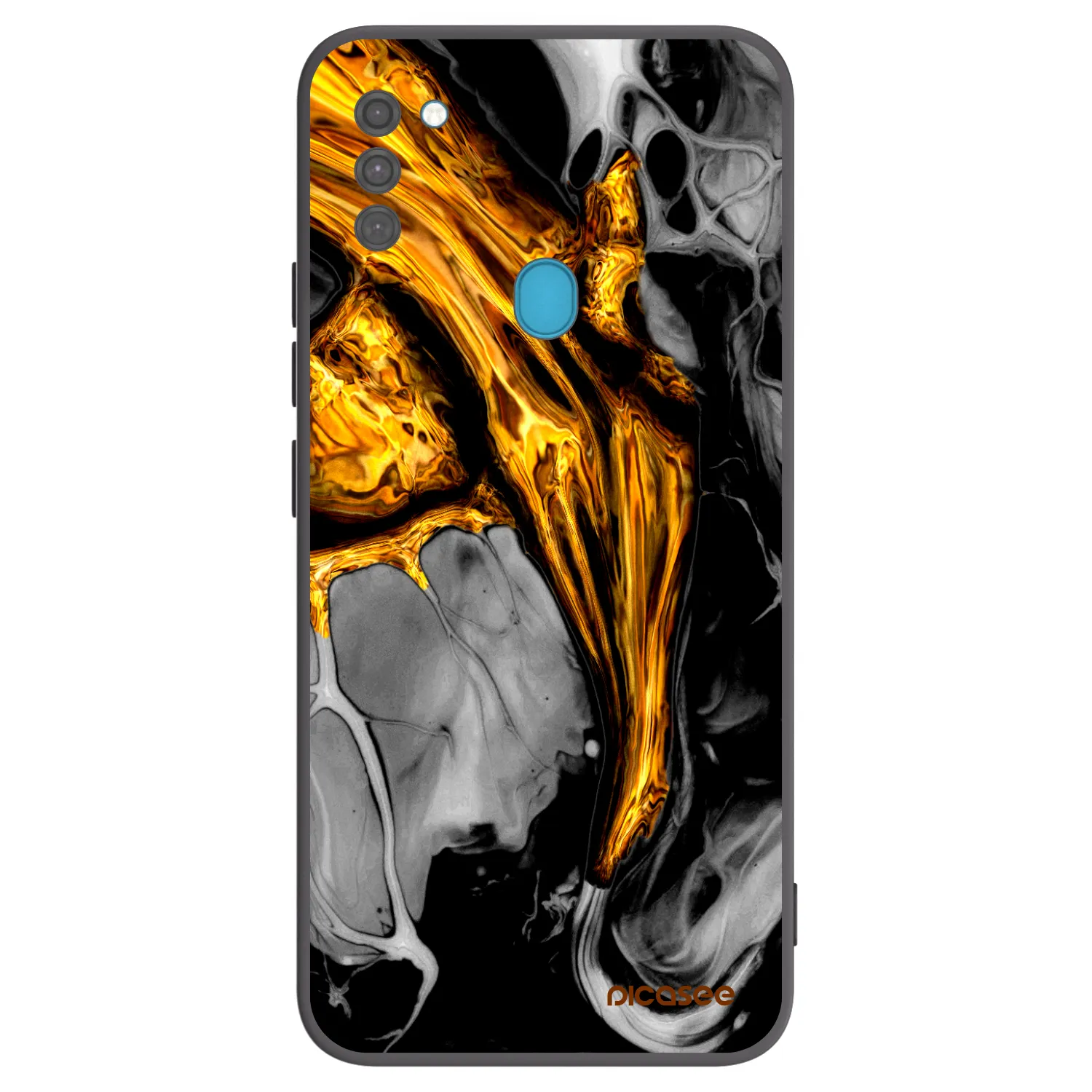 Picasee silikonový černý obal pro Samsung Galaxy M11 - Black Gold