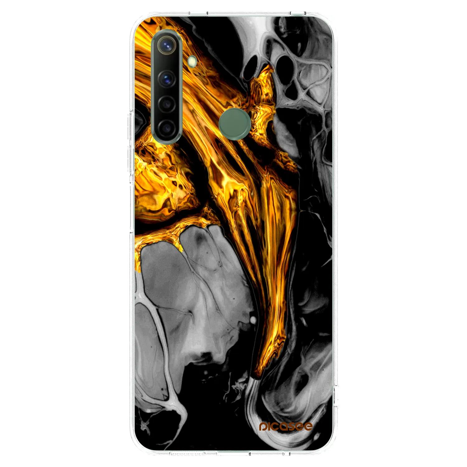 Picasee silikonový průhledný obal pro Realme 6i - Black Gold
