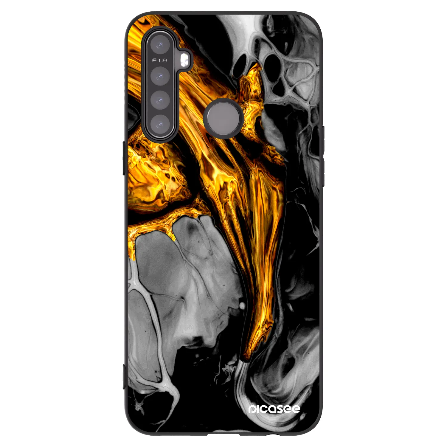 Picasee silikonový černý obal pro Realme 5 - Black Gold