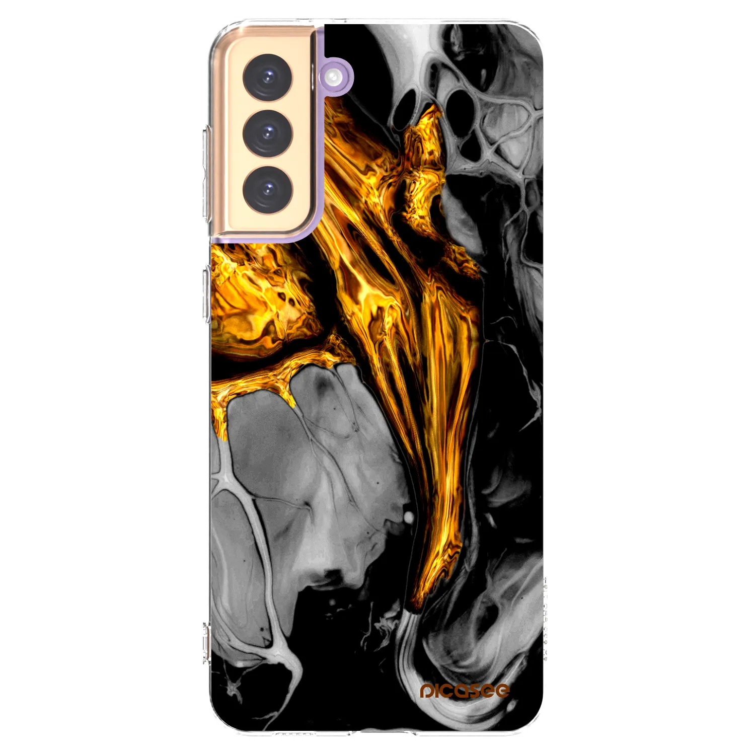 Picasee silikonový průhledný obal pro Samsung Galaxy S21+ 5G G996F - Black Gold