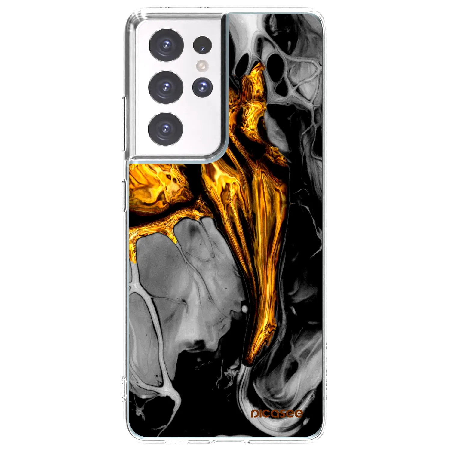 Picasee silikonový průhledný obal pro Samsung Galaxy S21 Ultra 5G G998B - Black Gold