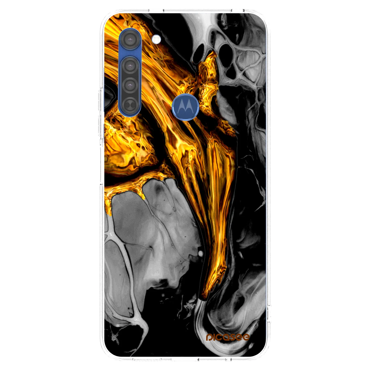 Picasee silikonový průhledný obal pro Motorola Moto G8 - Black Gold