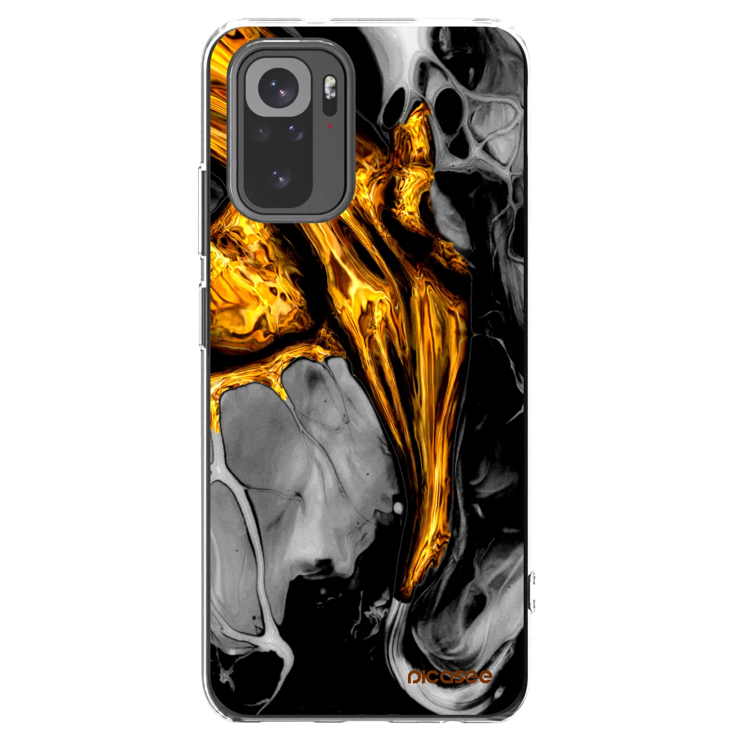 Picasee silikonový průhledný obal pro Xiaomi Redmi Note 10 - Black Gold