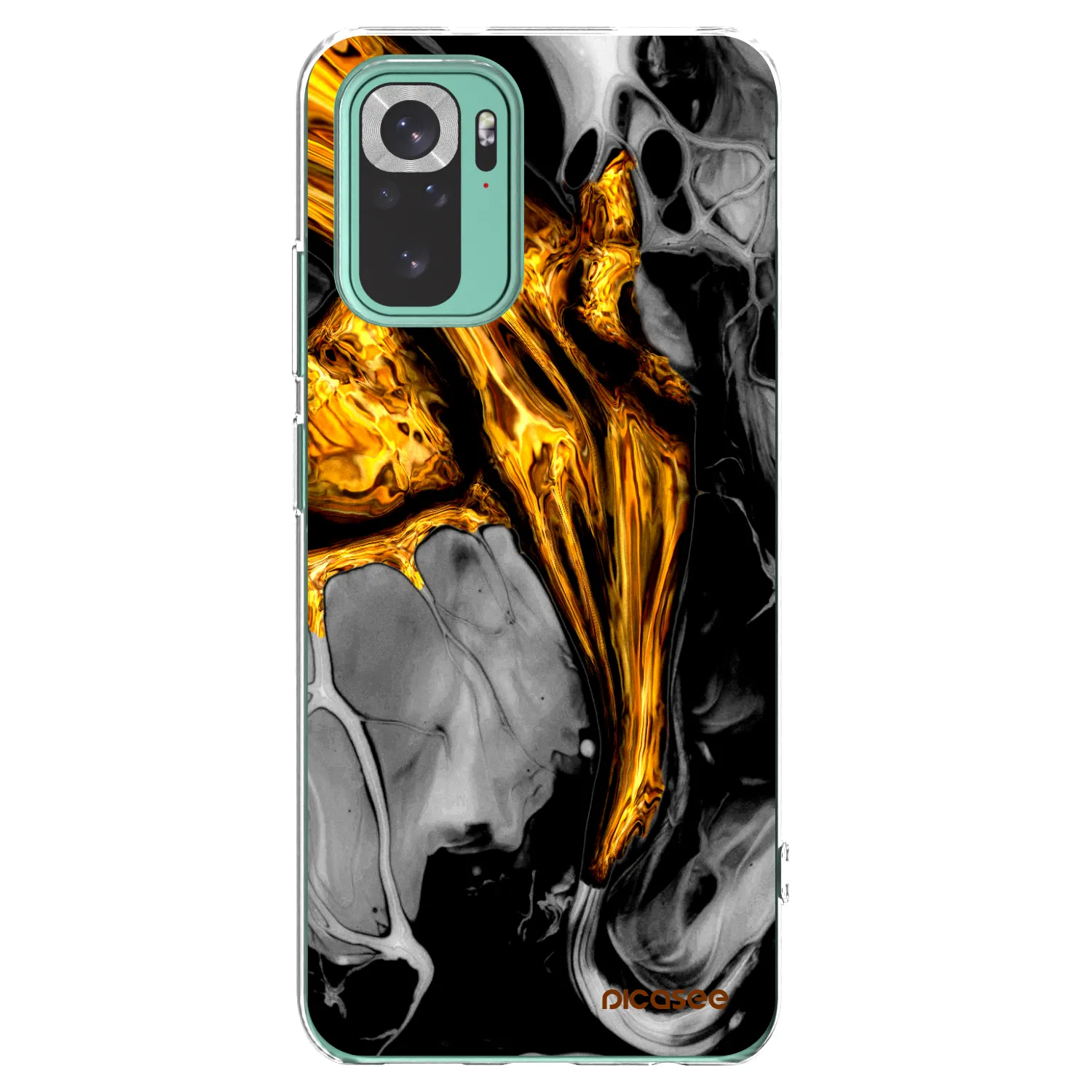 Picasee silikonový průhledný obal pro Xiaomi Redmi Note 10 Pro - Black Gold