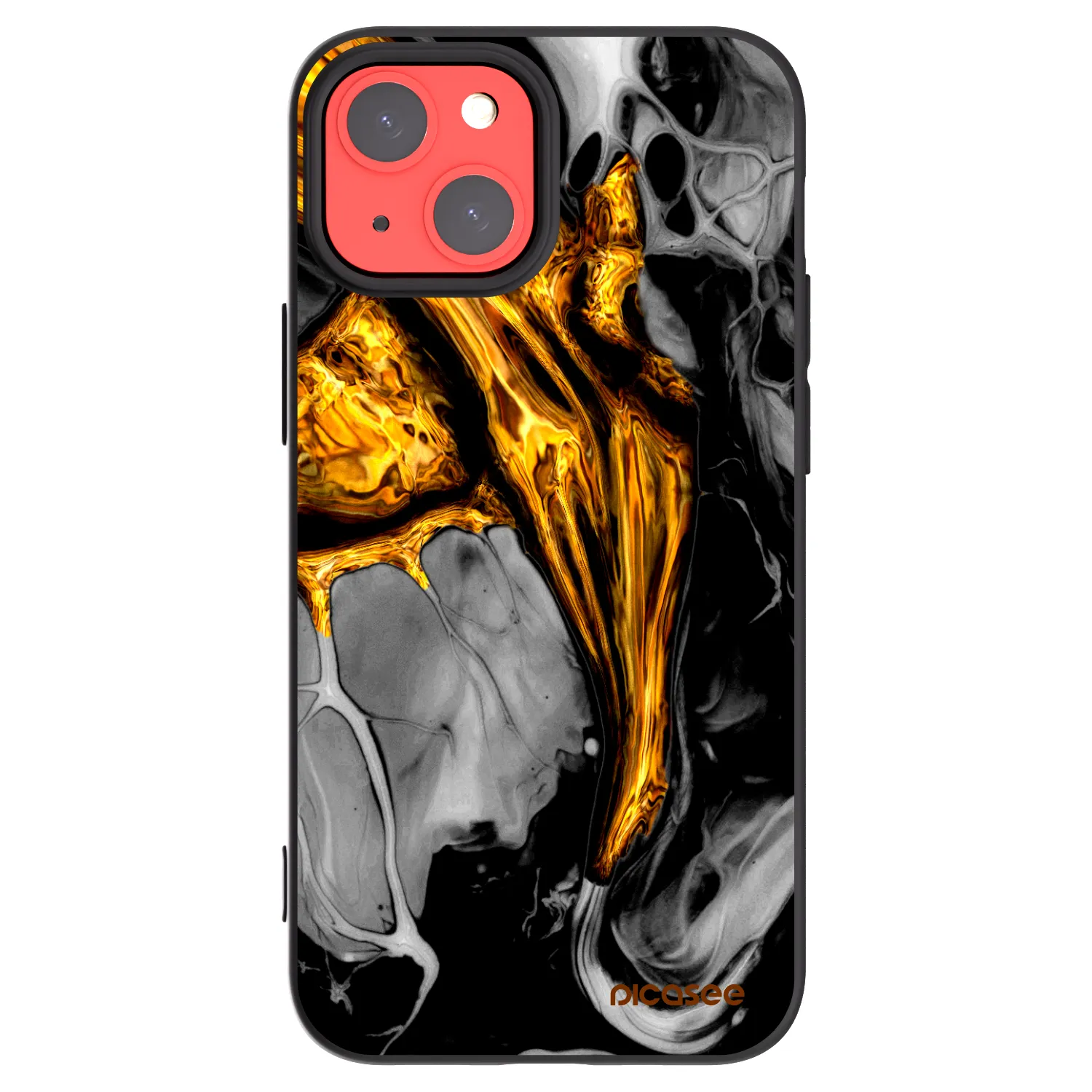 Picasee silikonový černý obal pro Apple iPhone 13 mini - Black Gold