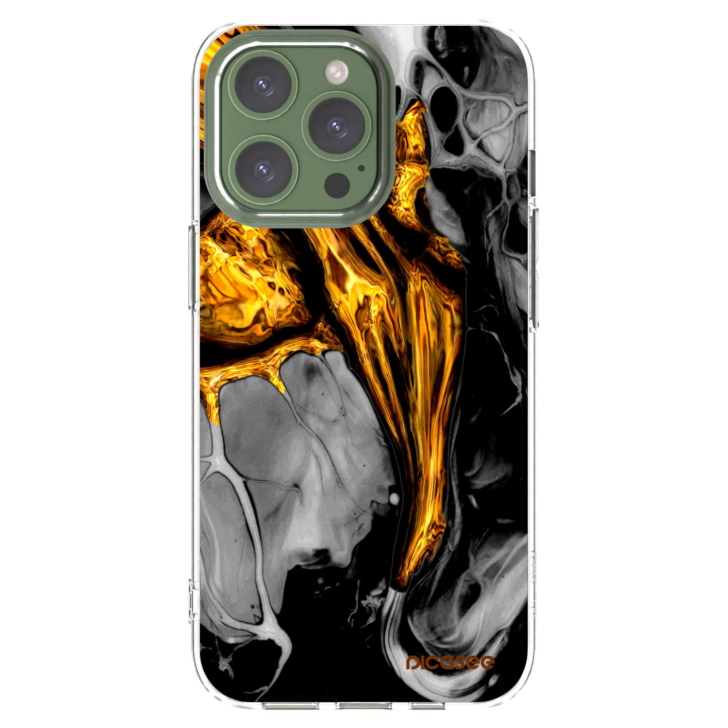 Picasee silikonový průhledný obal pro Apple iPhone 13 Pro - Black Gold