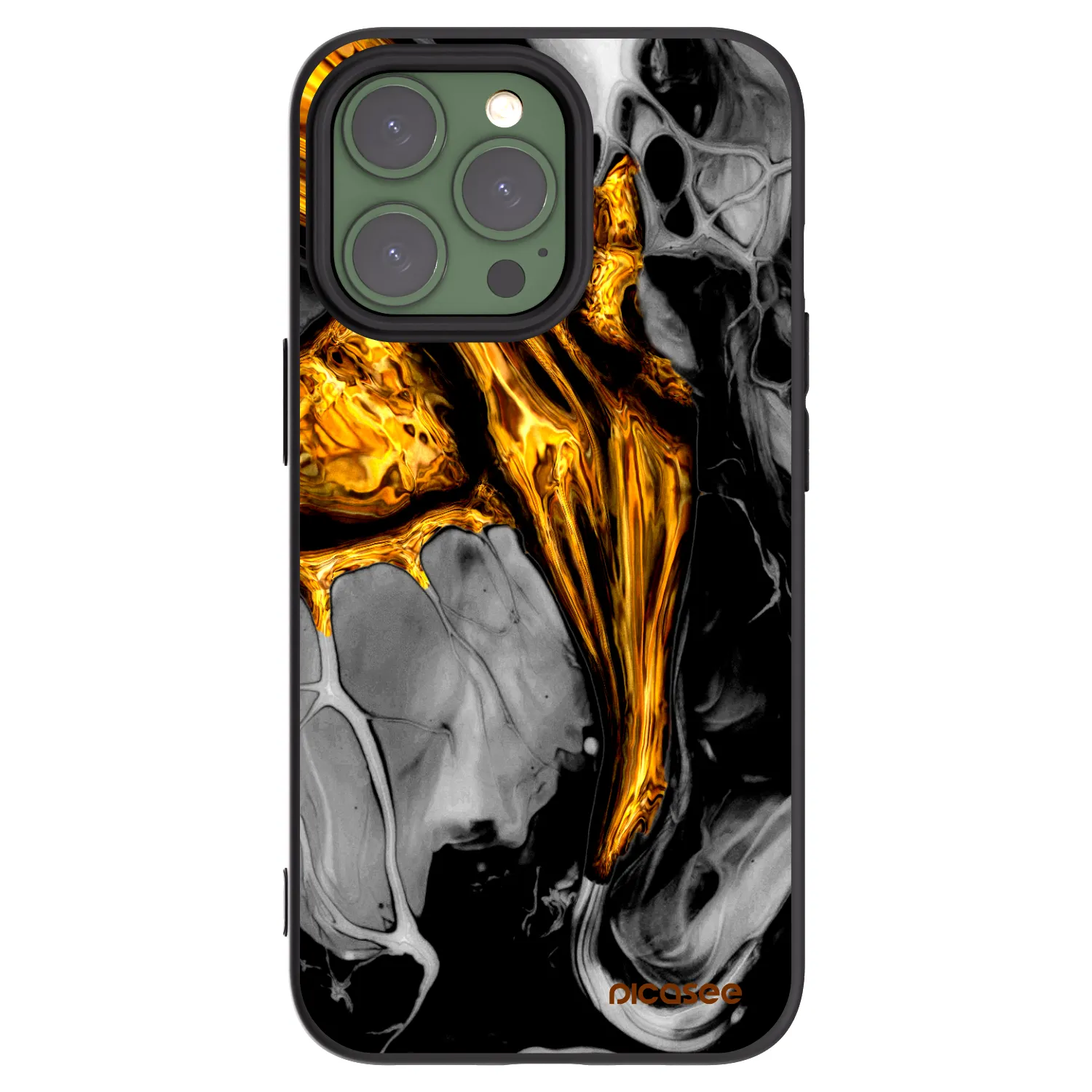 Picasee silikonový černý obal pro Apple iPhone 13 Pro - Black Gold