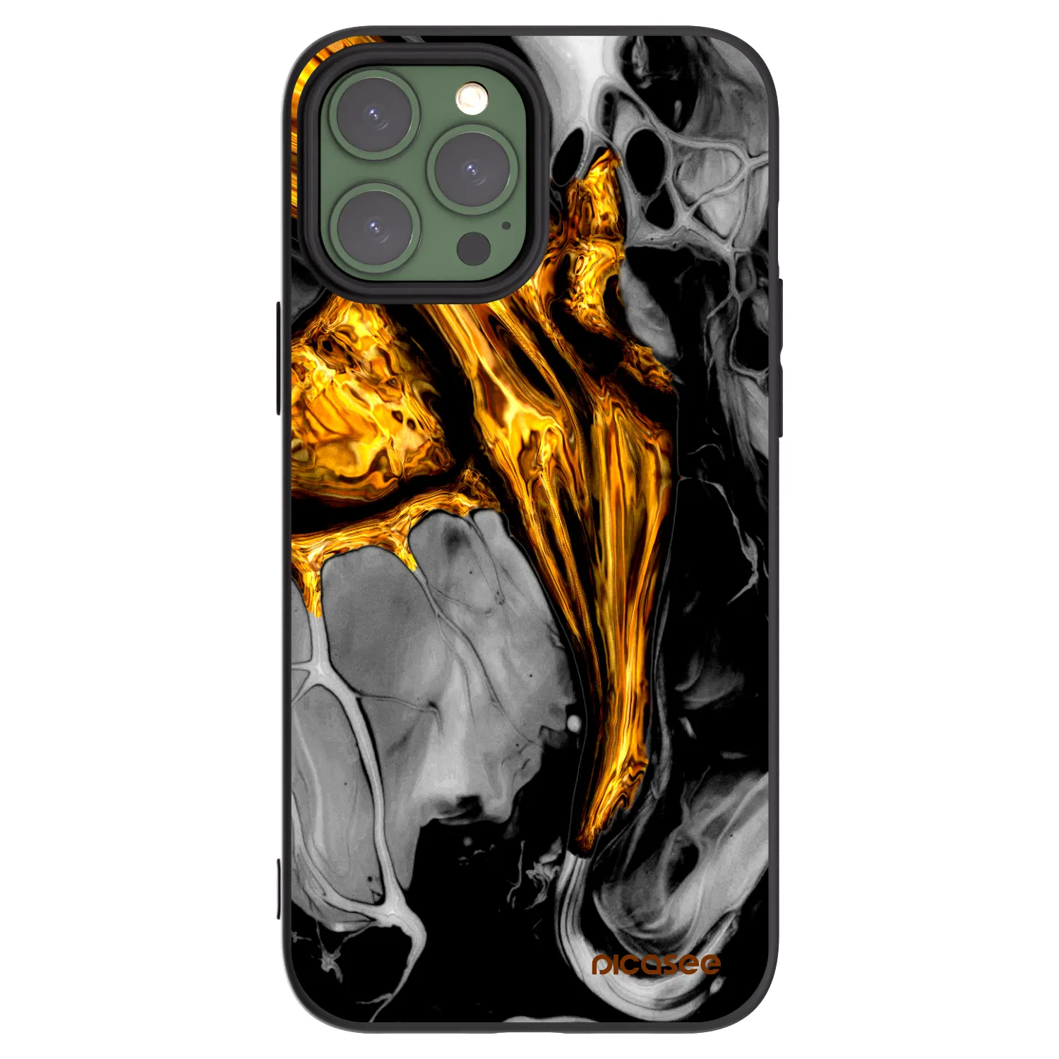 Picasee silikonový černý obal pro Apple iPhone 13 Pro Max - Black Gold