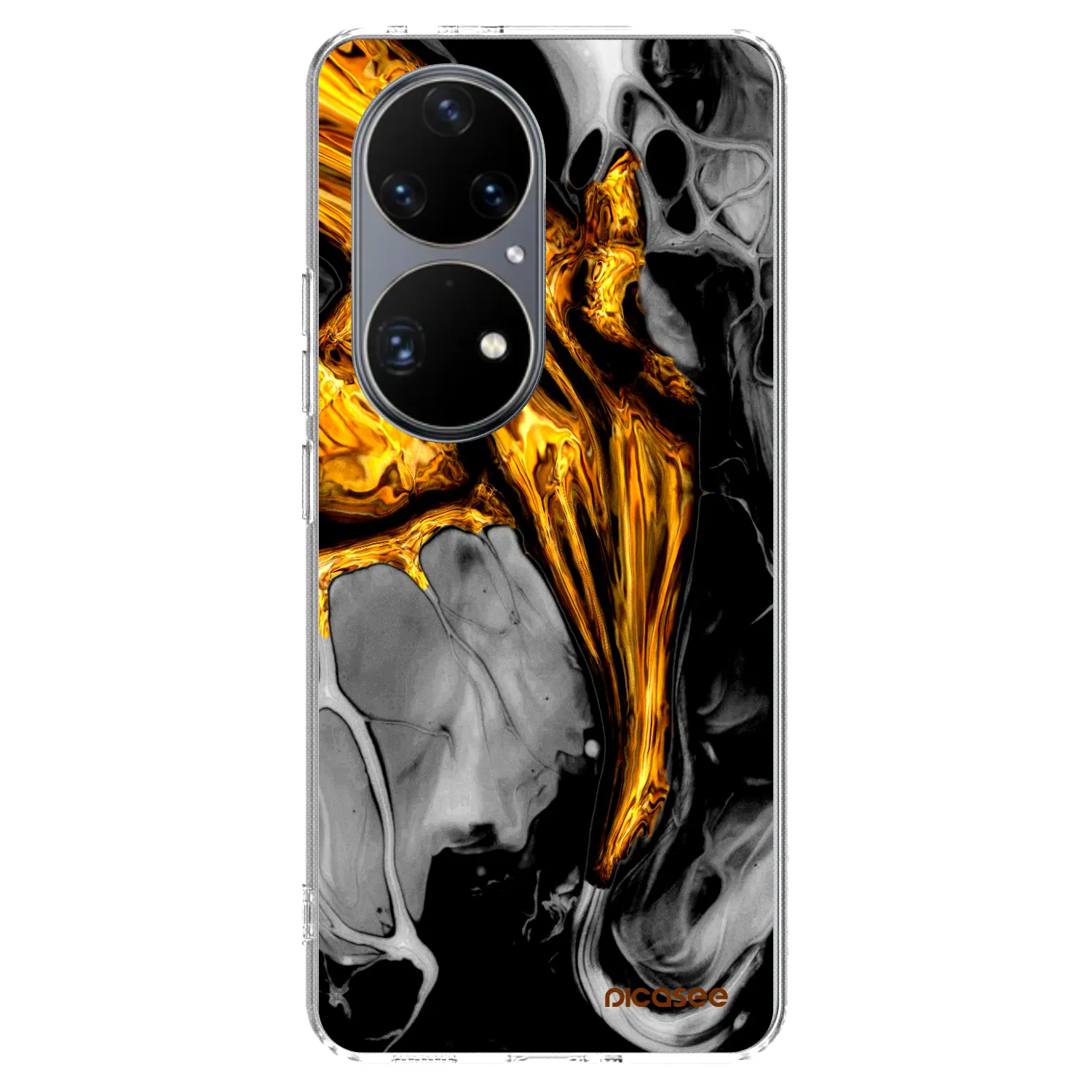 Picasee silikonový průhledný obal pro Huawei P50 - Black Gold