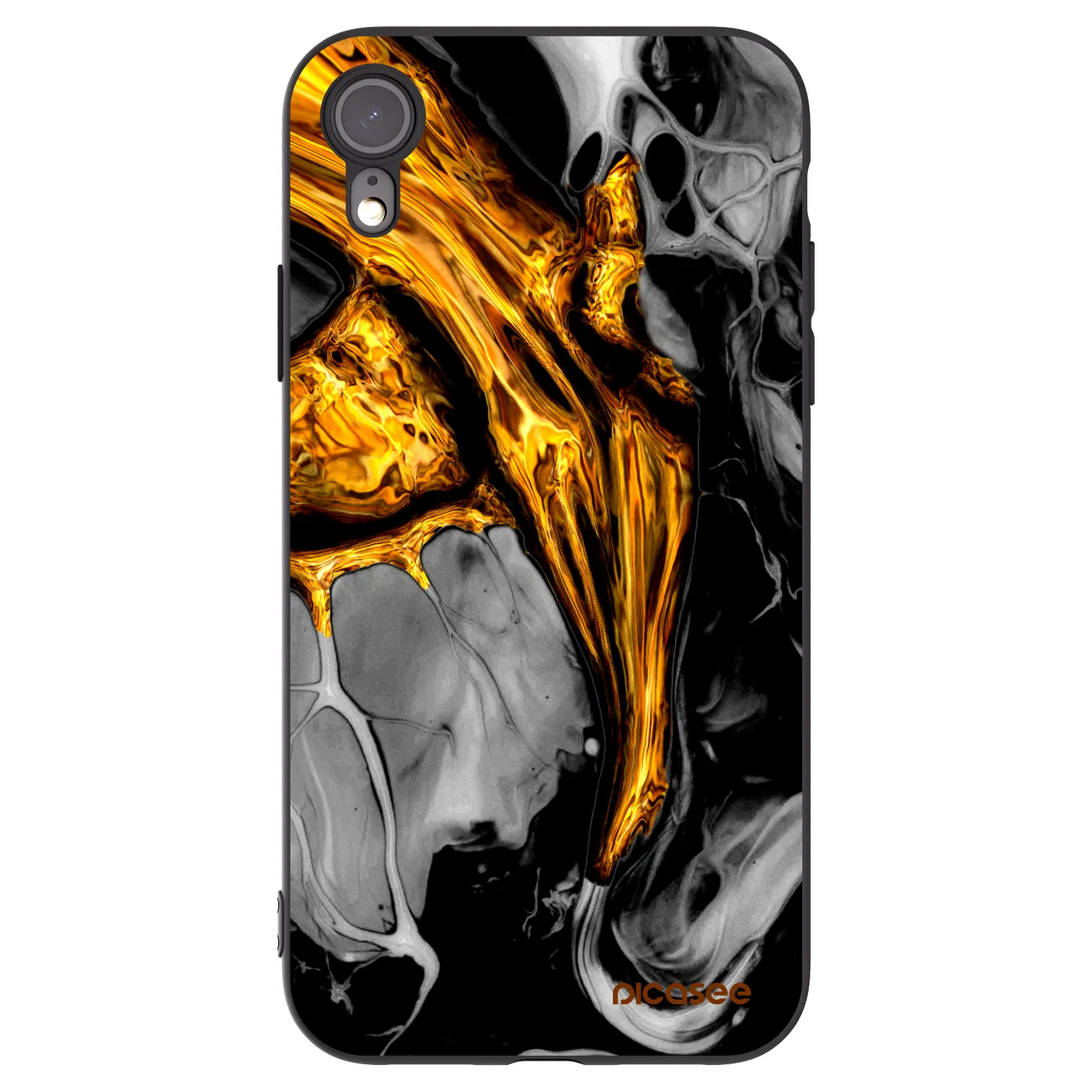 Picasee silikonový černý obal pro Apple iPhone XR - Black Gold