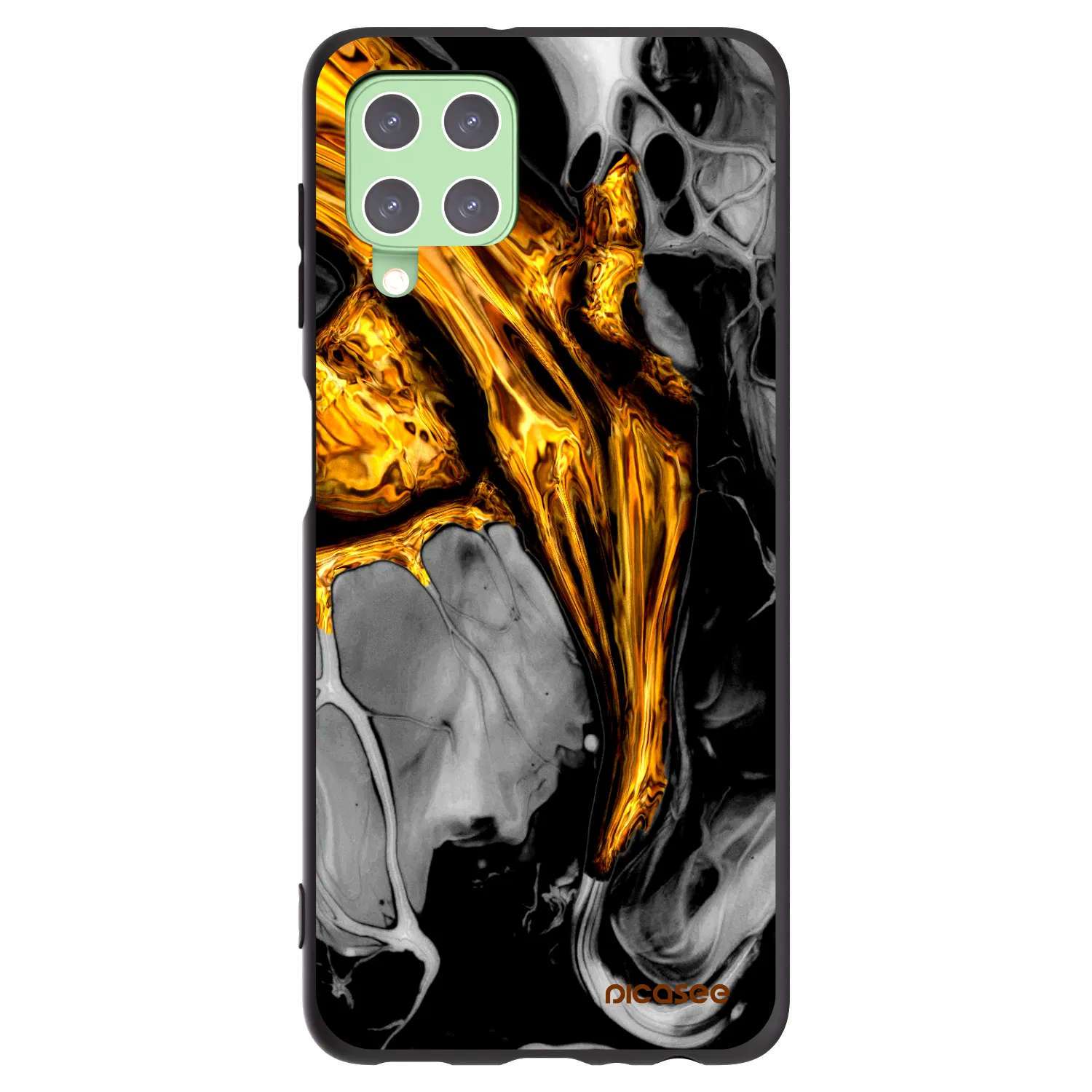 Picasee silikonový černý obal pro Samsung Galaxy A22 A225F 4G - Black Gold