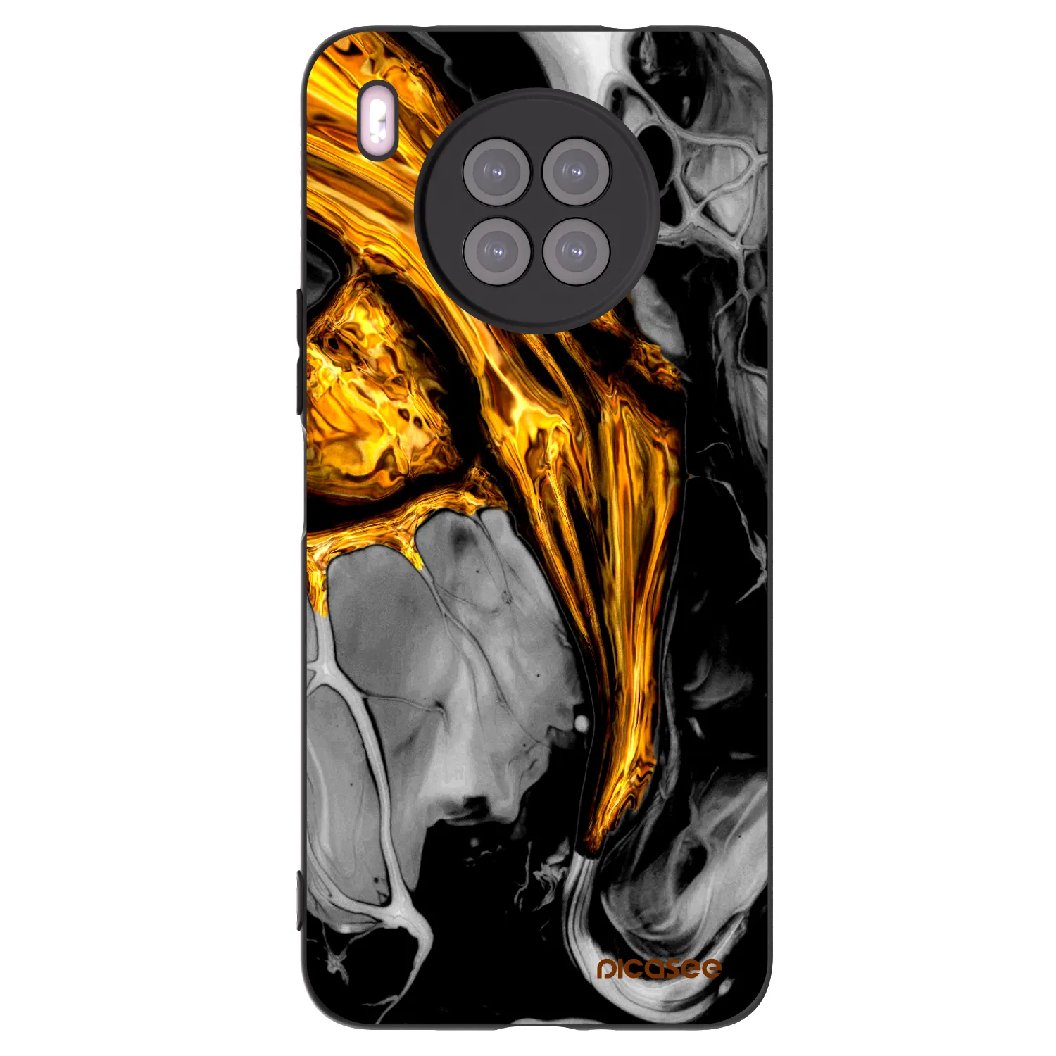 Picasee silikonový černý obal pro Huawei Nova 8i - Black Gold