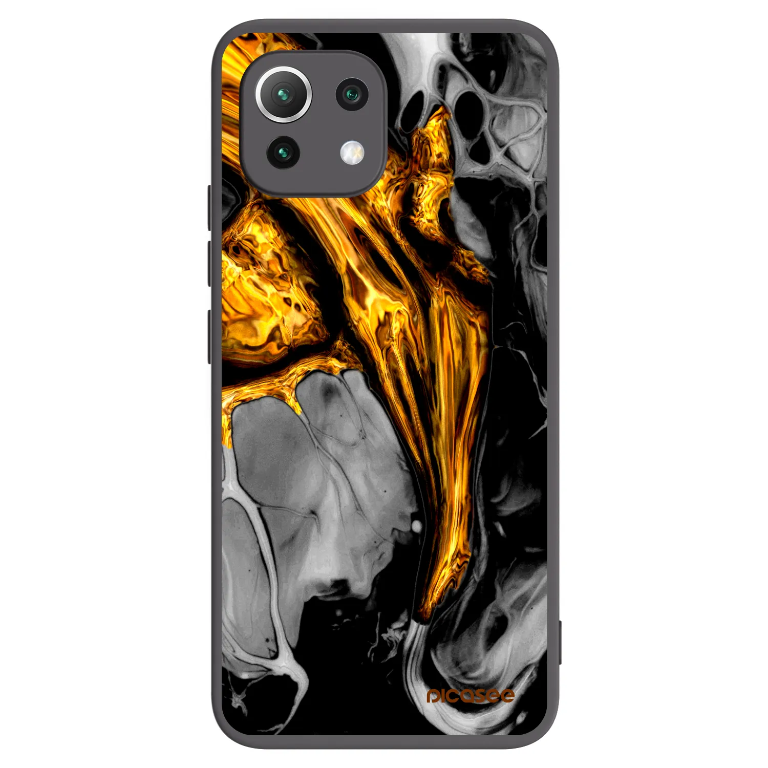 Picasee silikonový černý obal pro Xiaomi 11 Lite 5G NE - Black Gold