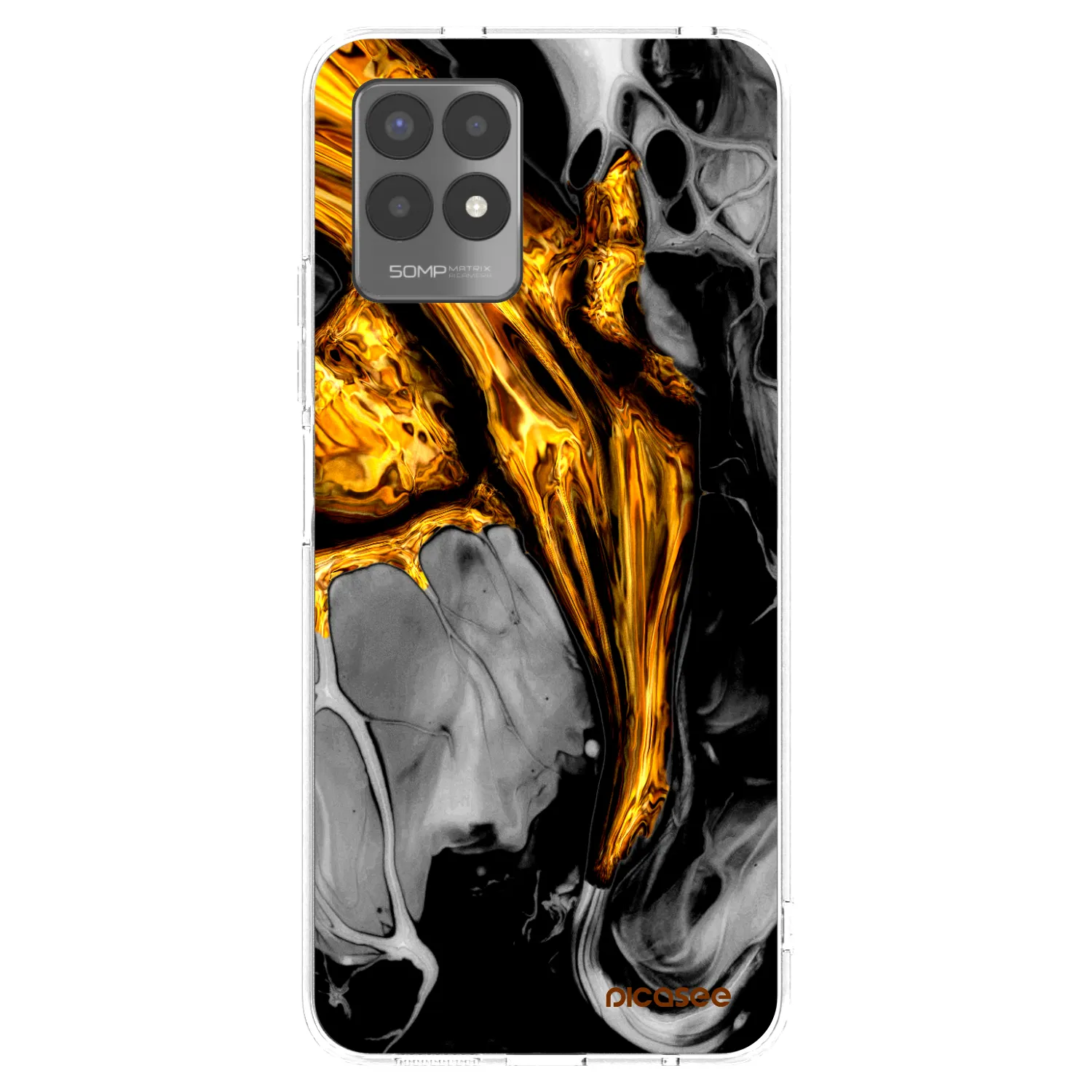 Picasee silikonový průhledný obal pro Realme 8i - Black Gold