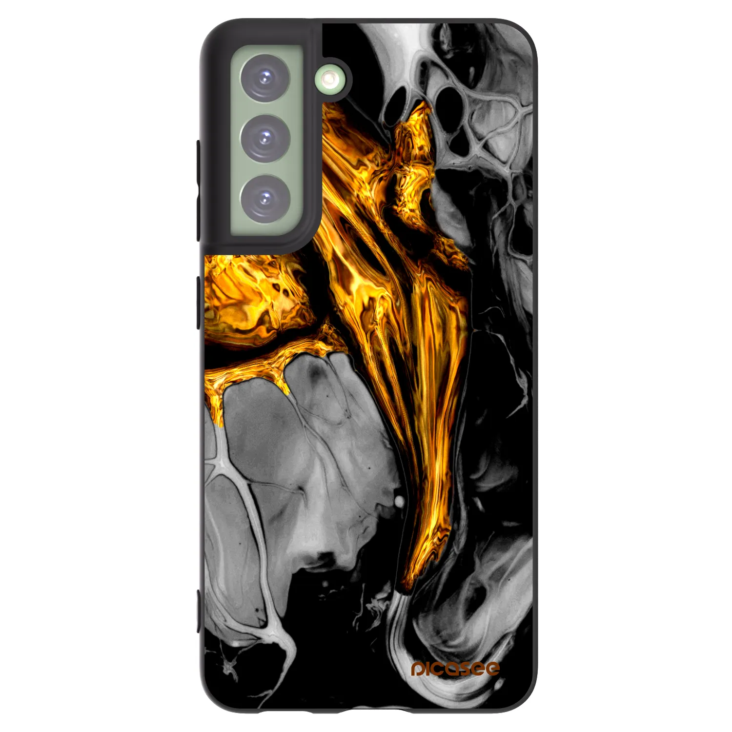Picasee silikonový černý obal pro Samsung Galaxy S21 FE 5G - Black Gold