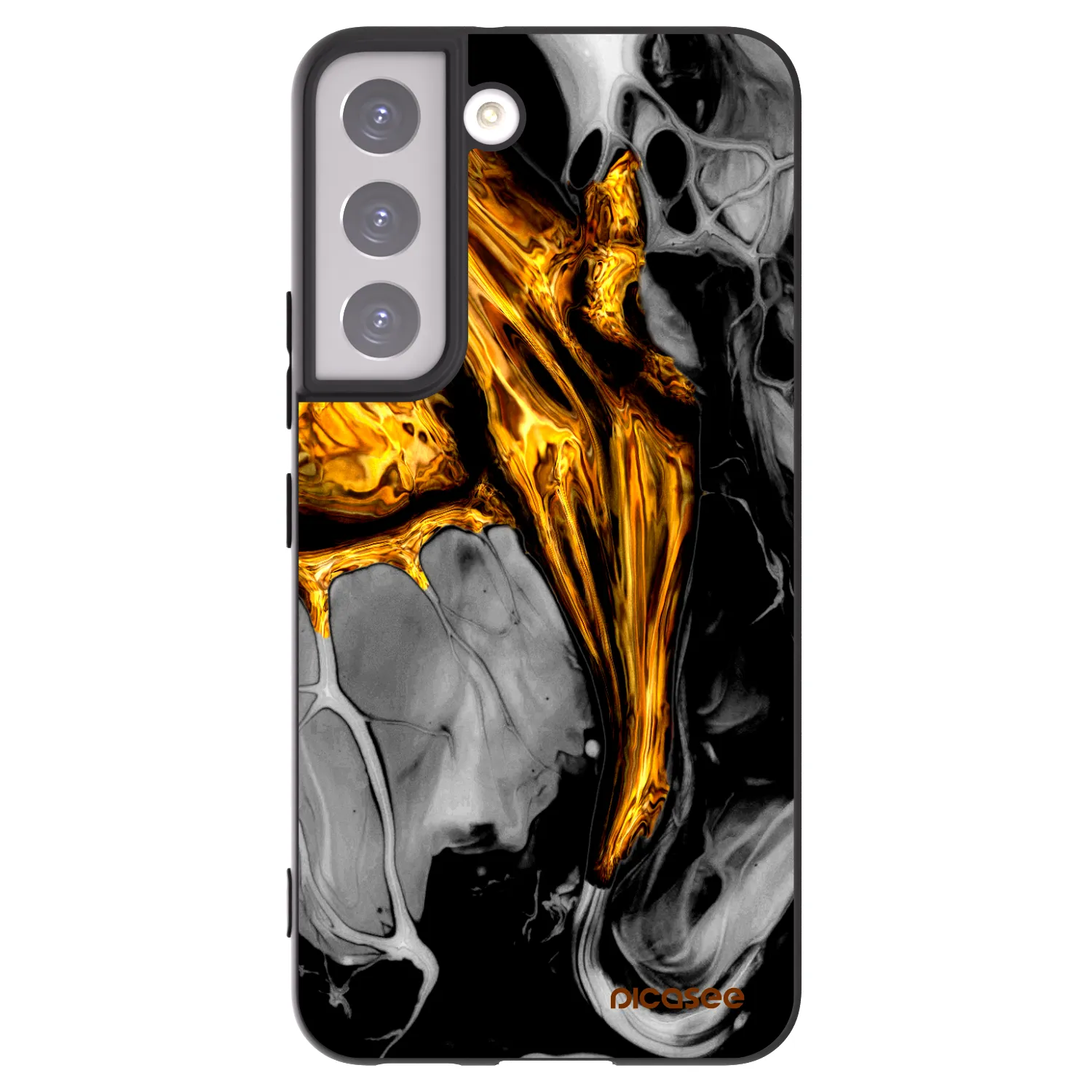 Picasee silikonový černý obal pro Samsung Galaxy S22 5G - Black Gold