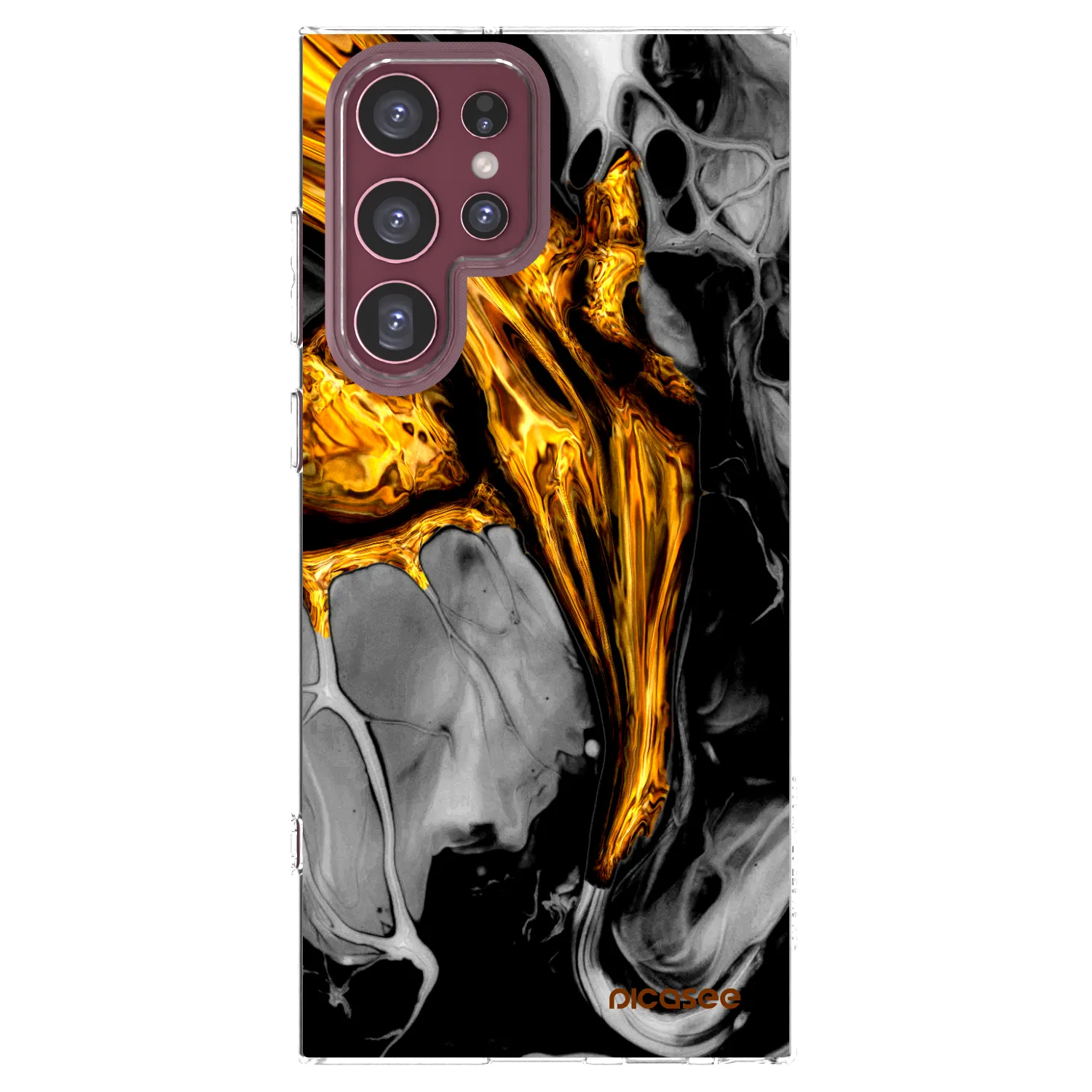 Picasee silikonový průhledný obal pro Samsung Galaxy S22 Ultra 5G - Black Gold