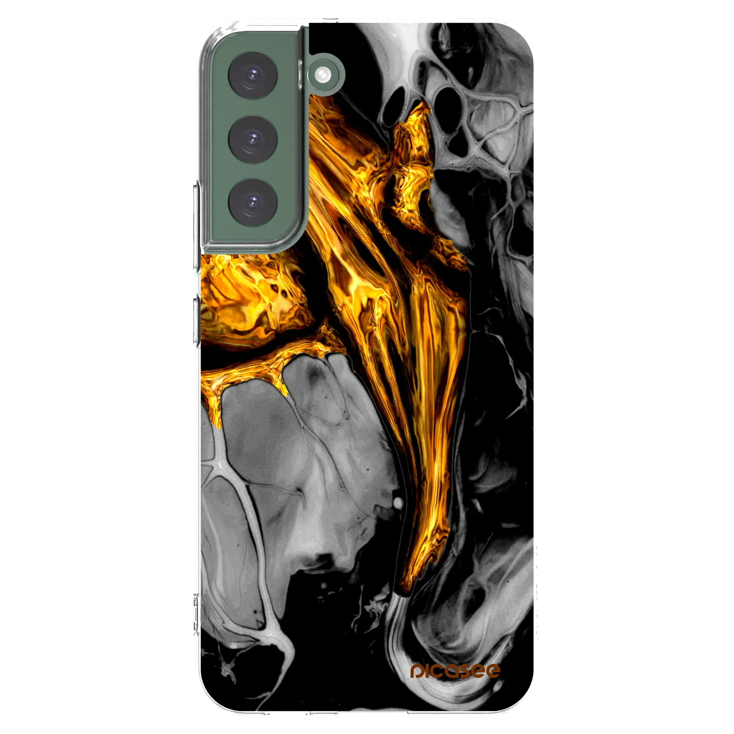 Picasee silikonový průhledný obal pro Samsung Galaxy S22+ 5G - Black Gold