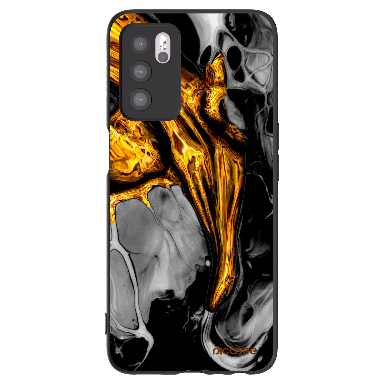 Picasee silikonový černý obal pro OPPO A16s - Black Gold