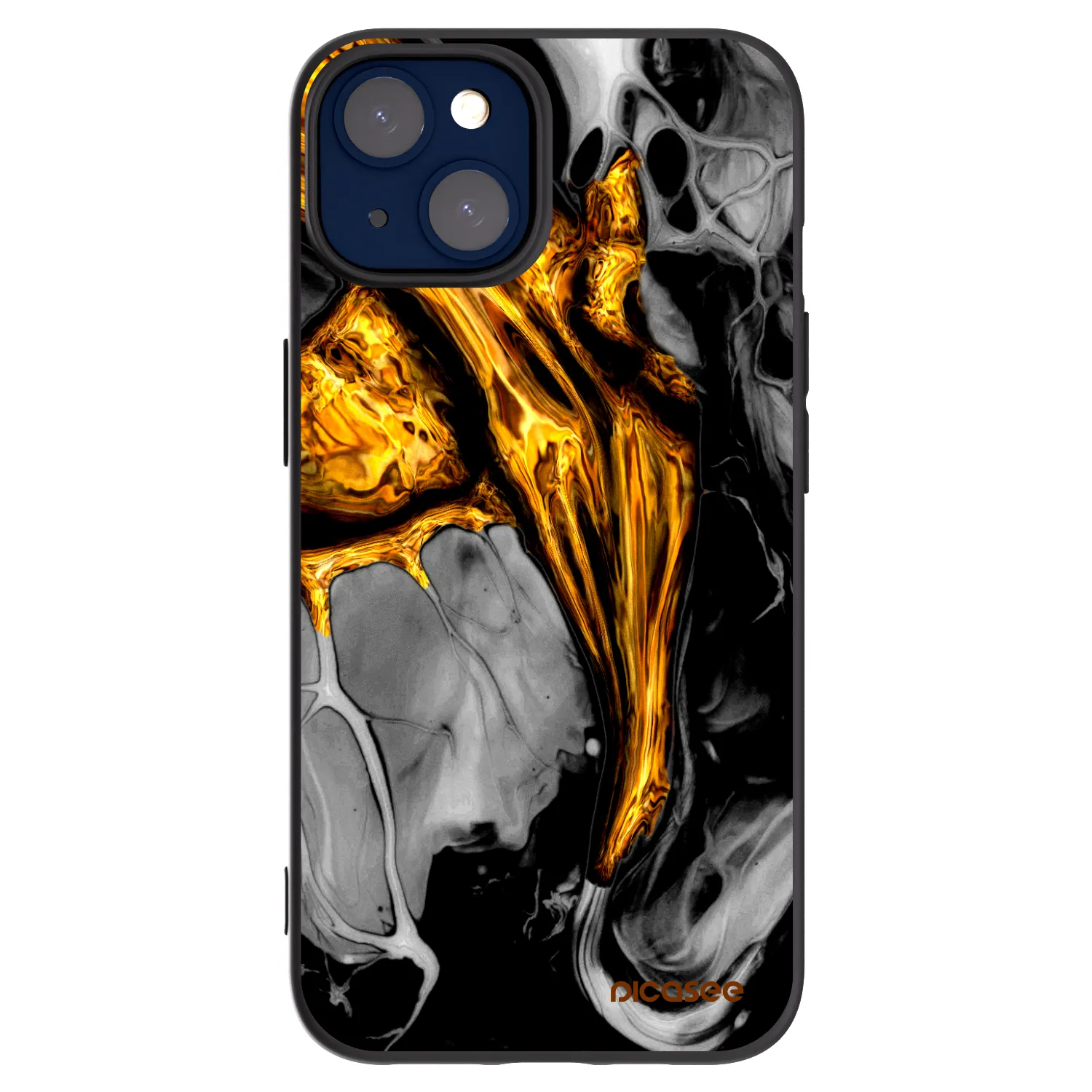 Picasee silikonový černý obal pro Apple iPhone 14 - Black Gold