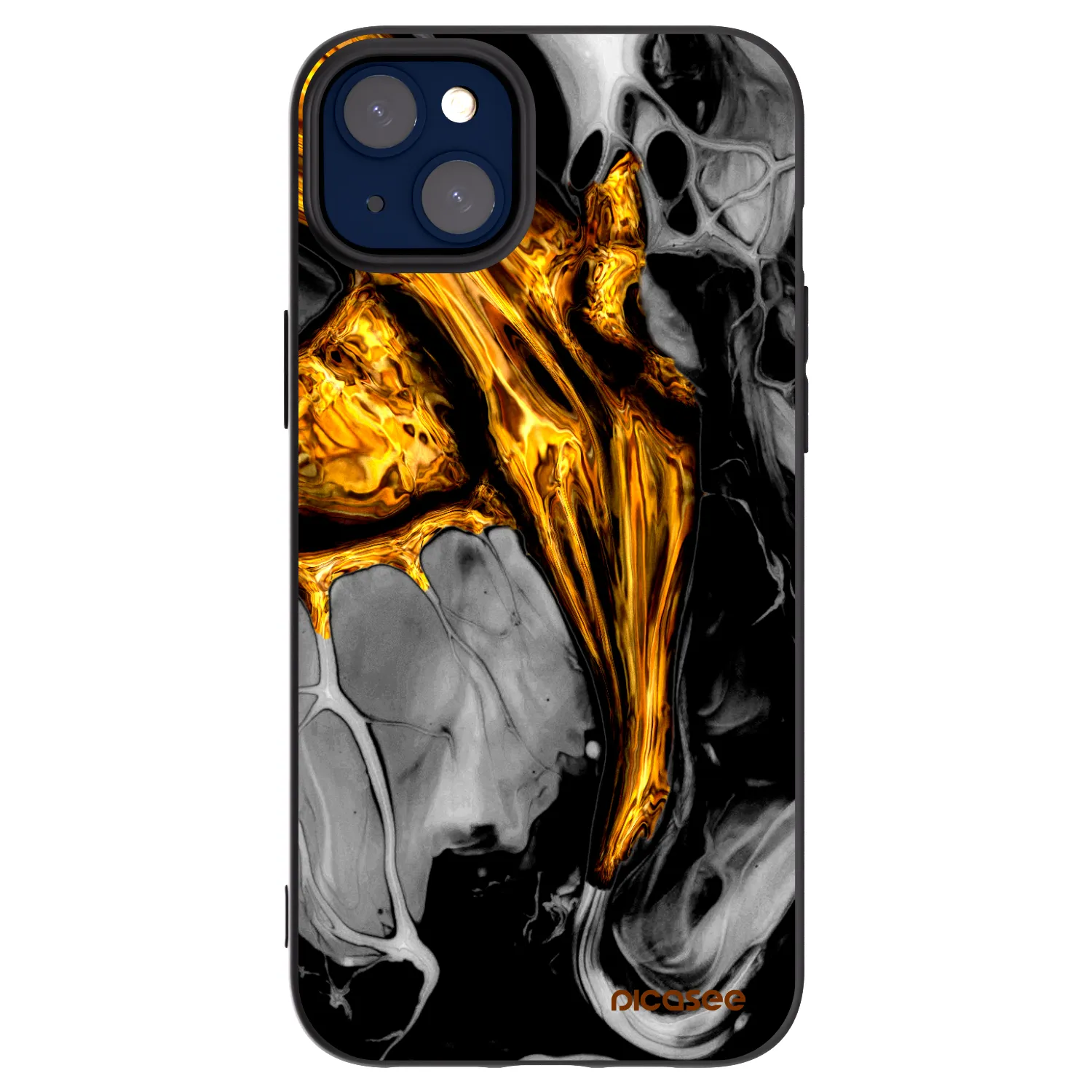Picasee silikonový černý obal pro Apple iPhone 14 Plus - Black Gold