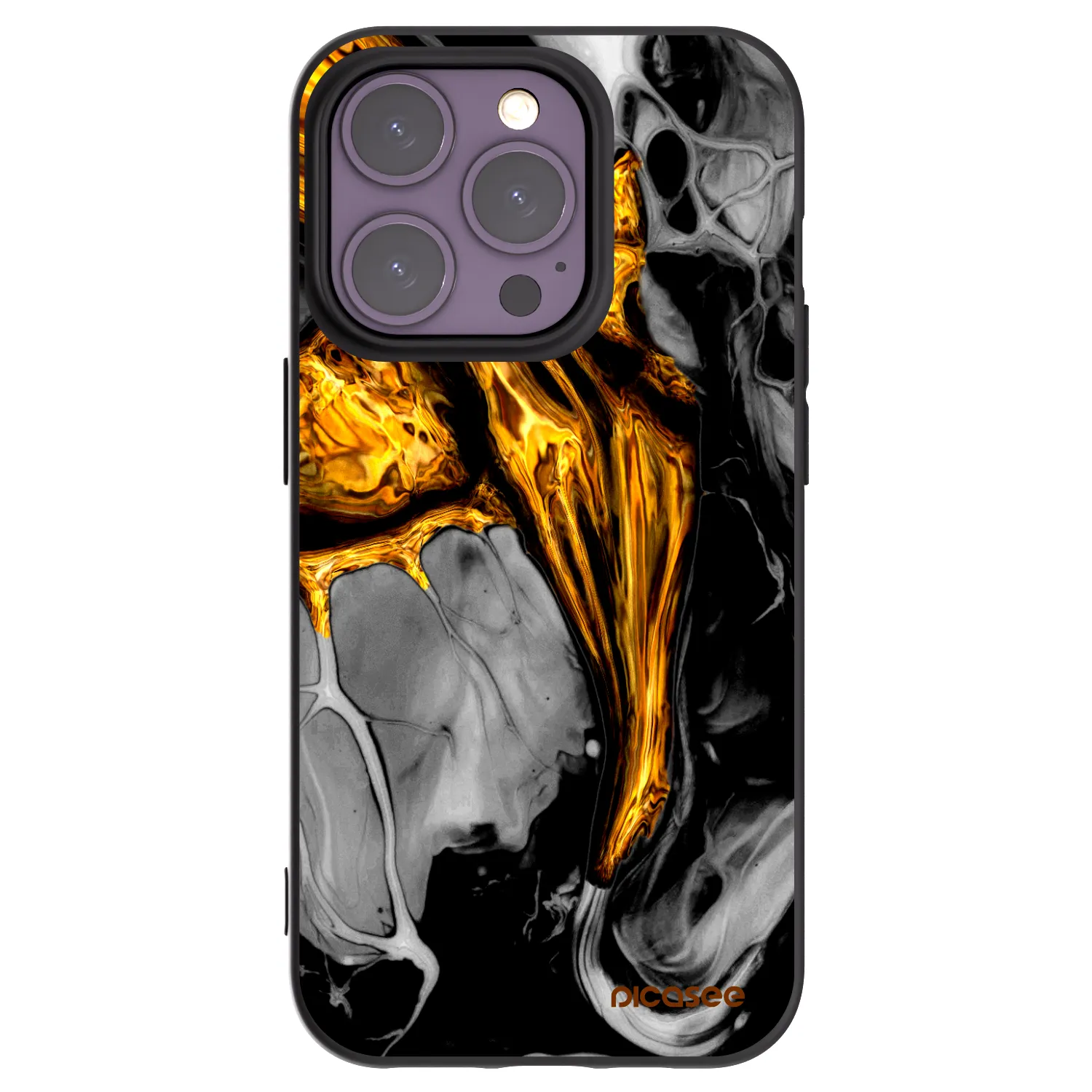 Picasee silikonový černý obal pro Apple iPhone 14 Pro - Black Gold