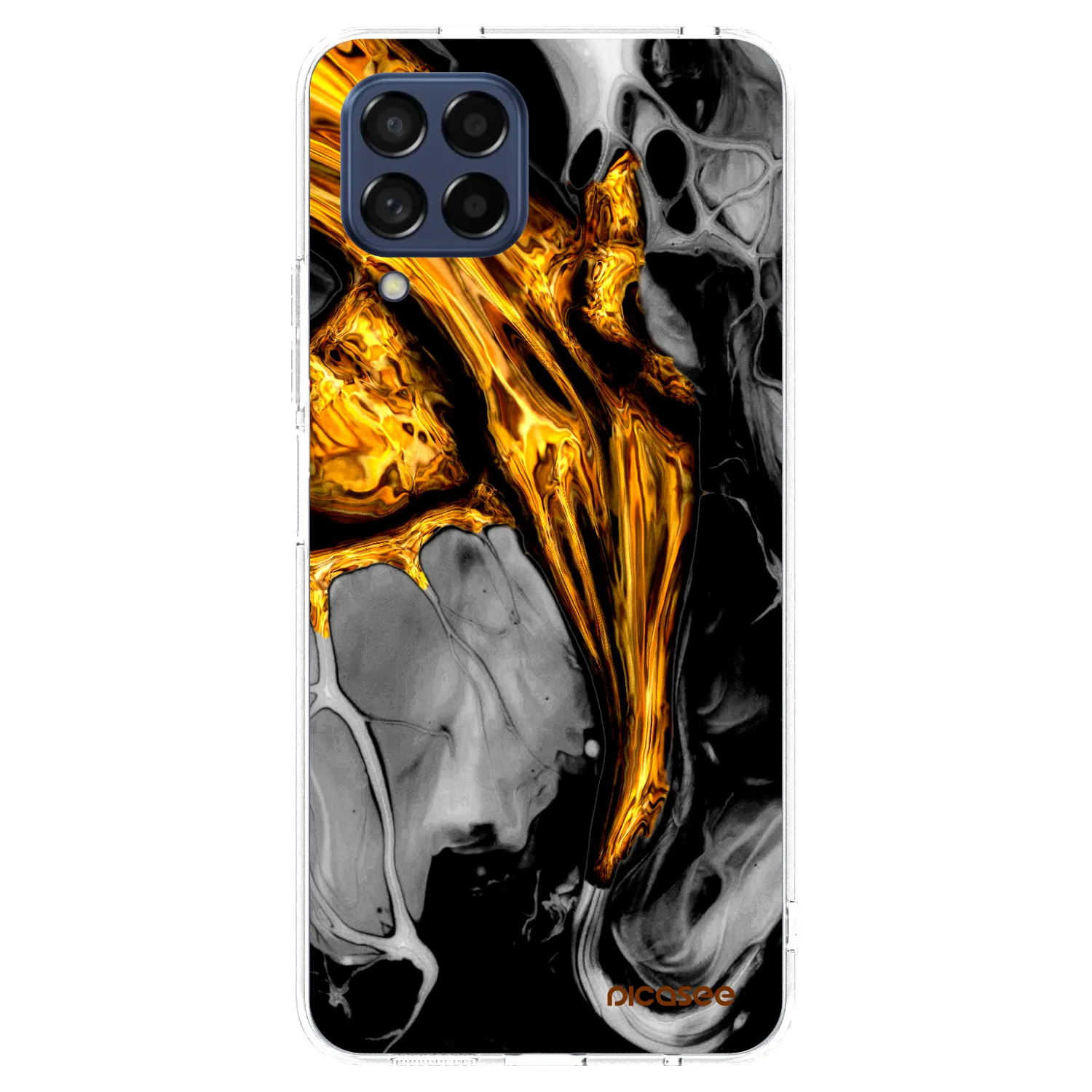 Picasee silikonový průhledný obal pro Samsung Galaxy M53 5G - Black Gold