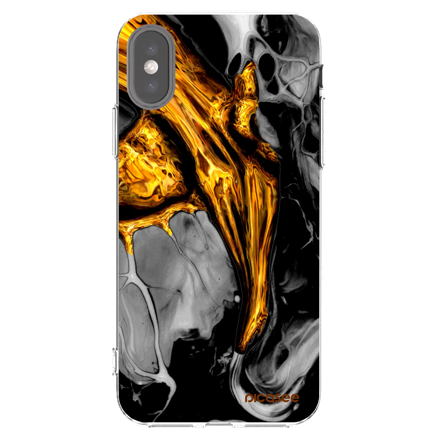 Picasee silikonový průhledný obal pro Apple iPhone X/XS - Black Gold