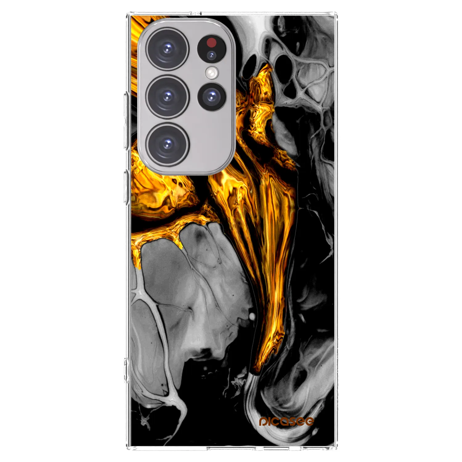 Picasee silikonový průhledný obal pro Samsung Galaxy S23 Ultra 5G - Black Gold